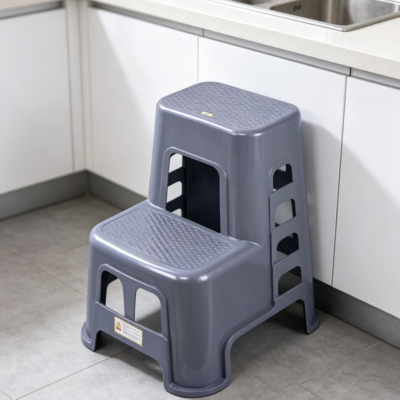 Taburete Dos Peldaños Estable | Ligero, Taburete con Estante Antislizante, para Cocina, Niños