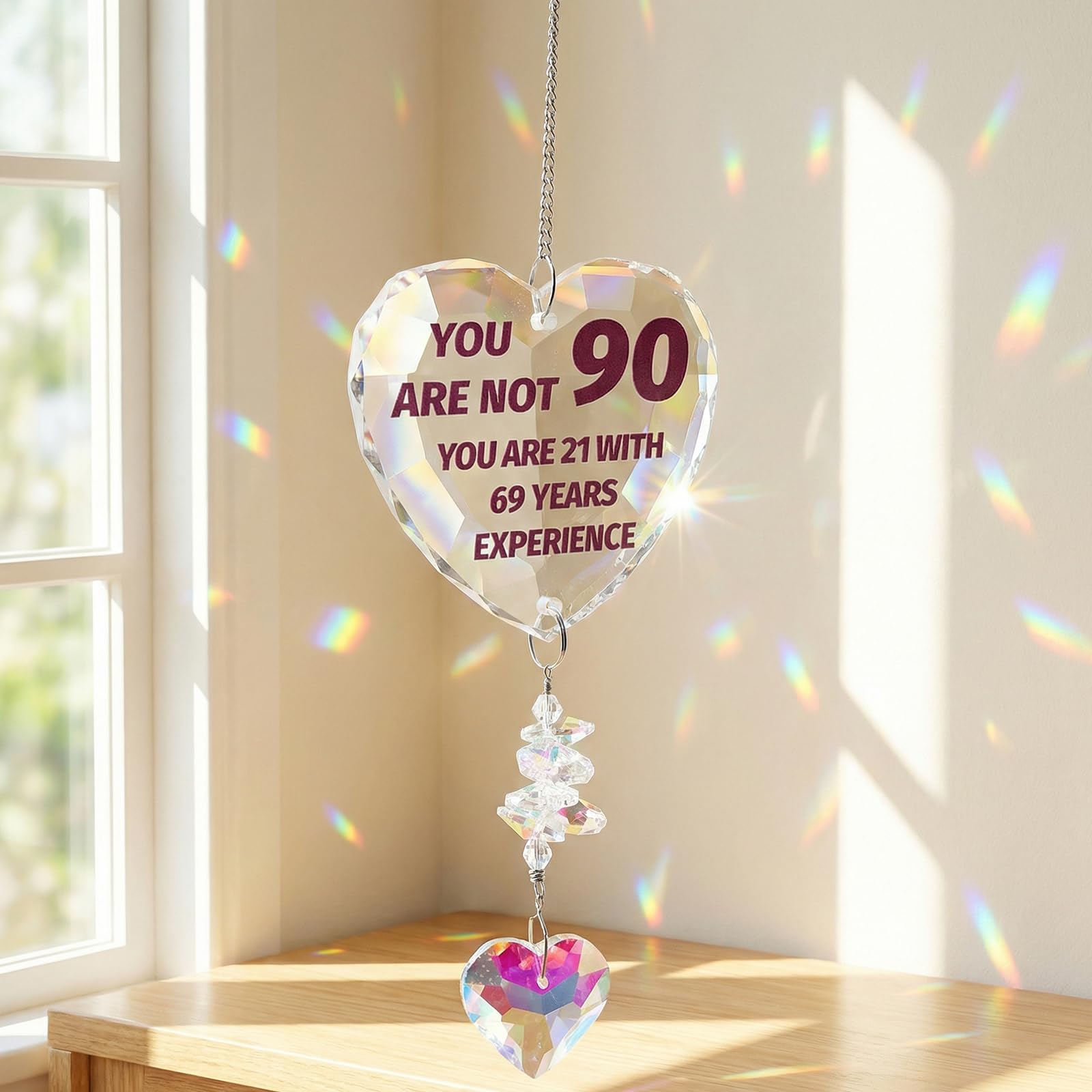 Jeoyiqau Men's 90 Th Birthday Gifts For Th Birthday Gifts For Wo，Funny Crystal Suncatcher, Unique Crystal, Sister Friend Bestie Son Nan Grandad Mum Girlfriend Boyfriend Dad Husband Wife