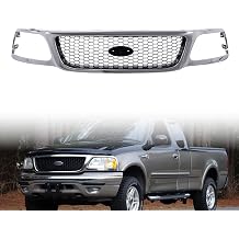 Front Grille Chrome Shell Assembly with Honeycomb Insert Fit for 1999-2003 Ford F-150 F-250 Pickup Replaces FO120040