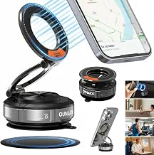 360° Adjustable Vacuum Suction Cup Phone Mount for Magsafe Zinc Alloy Foldable Magnetic Phone Holder for Car Home Travel,98 LBS Ultra Accessories for iPhone 17 16 15 14 13 12 Android