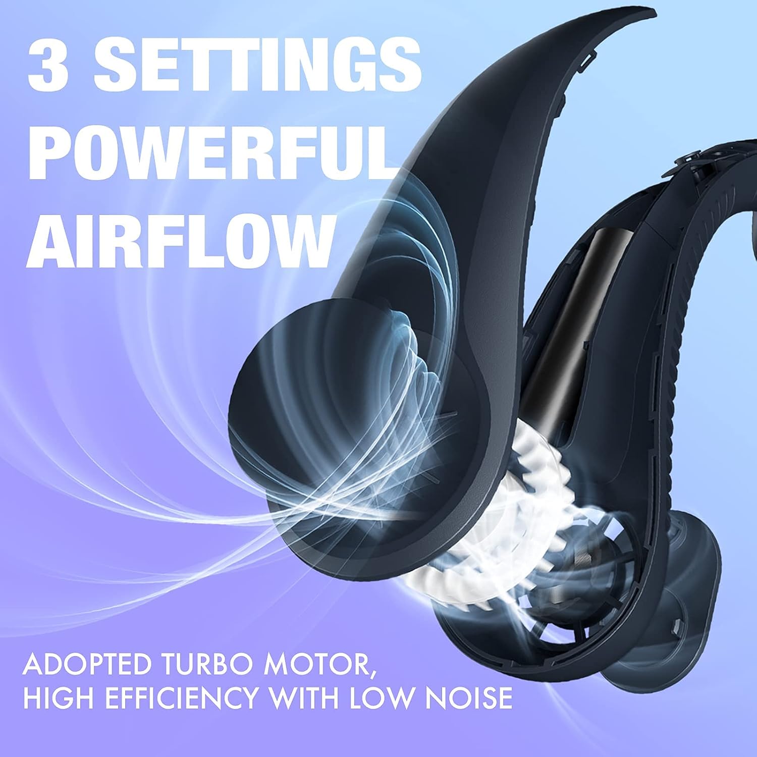 5200mAh Bladeless Neck Fan, Wearable Personal Fan, Hands Free USB Rechargeable Battery Operated Cooling Hanging Fan, 3 Turbo Motors, 3 Speeds, Headphone Design, 360° Cooling Fan for Women Men Sports : Home & Kitchen