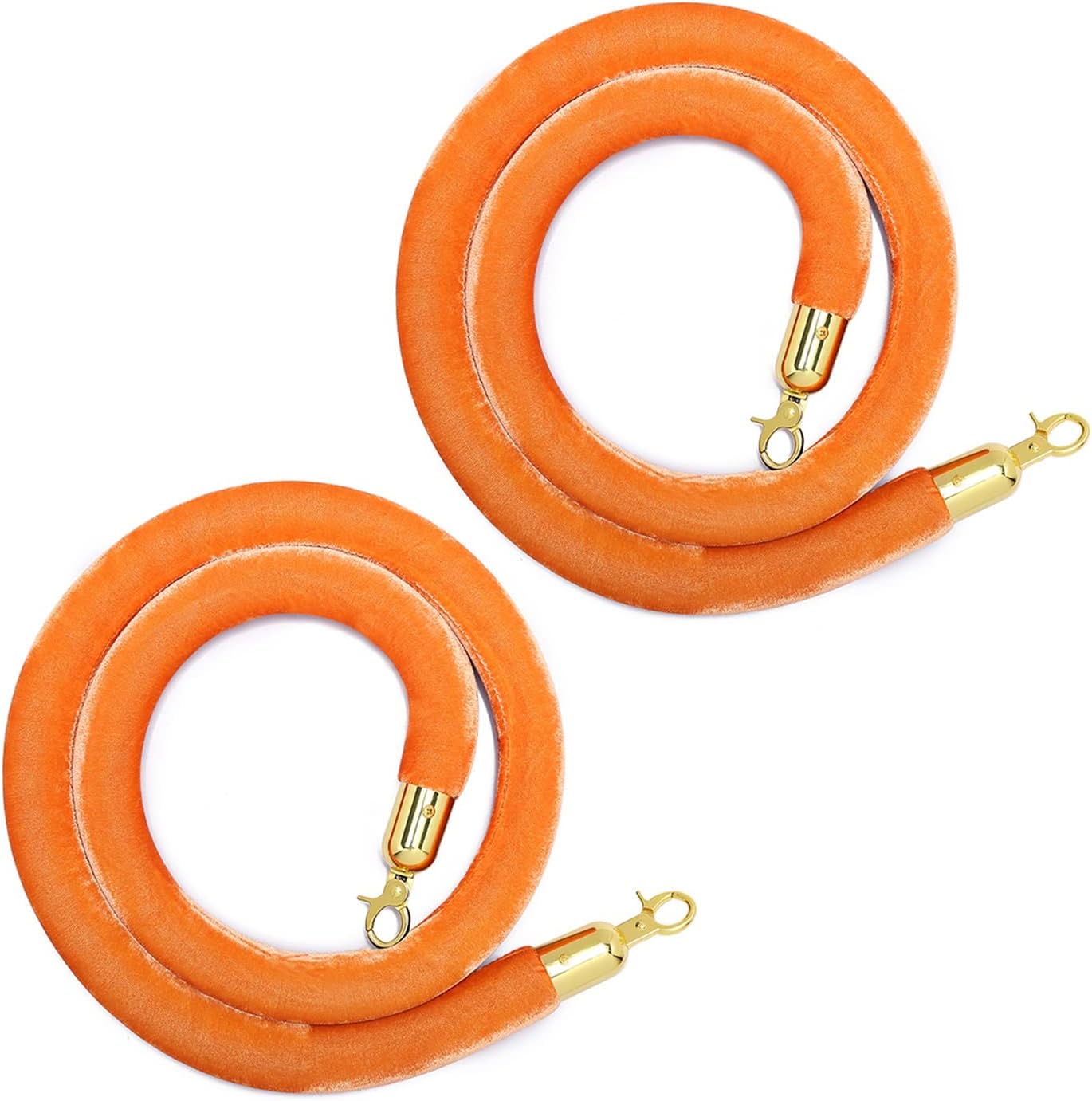 2 Pack Velvet Stanchion Rope - 8ft Orange Crowd Control Barrier for VIP Events & Party Decor, Perfect for Queue Management & Safety Line, Durable & Stylish