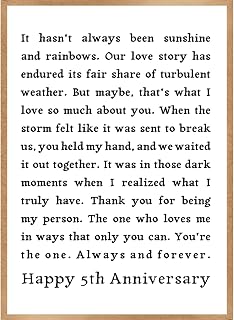 5 Year Anniversary Card & Gifts for Him Her, Happy 5th Wedding Anniversary Card & Gift for Wife Husband Couple, Wood Anniversary Cards