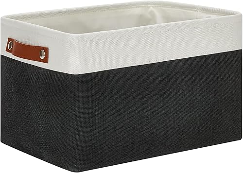 DULLEMELO Organizador de armario de lino y cesta de almacenamiento para oficina, dormitorio, tela, cestas para organizar y almacenar con asas para