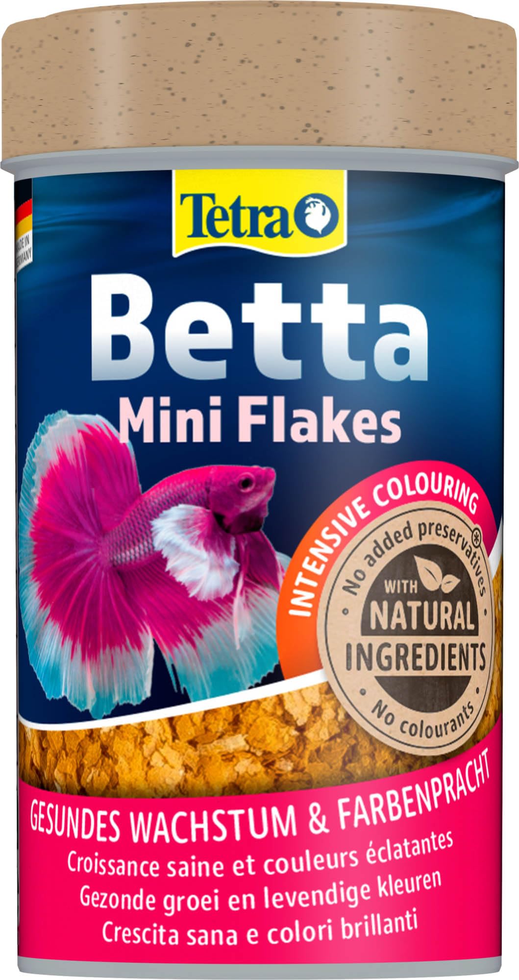 Tetra Betta Flakes - Fischfutter in Flockenform, speziell entwickelt für Kampffische und andere Labyrinthfische, 100 ml Dose