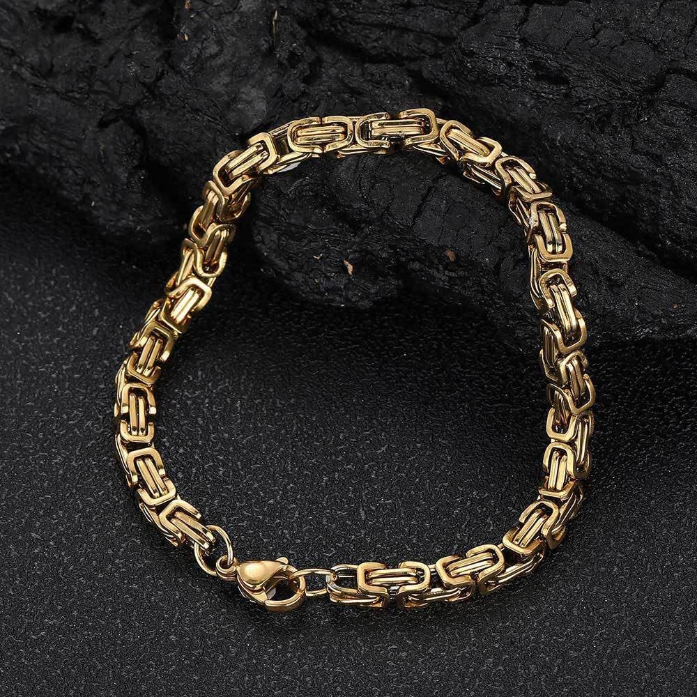 Byzantine Bracelet Suitable for Men and Women 18K Gold Bracelet Fashion Accessories 4mm Mesh Bracelet Birthday/Valentine's Day/Christmas Gift