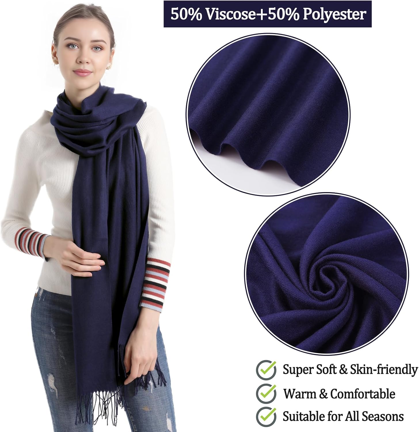 Pashmina Scarf and Shawl - Soft Women Pashminas Wrap for Wedding Evening Party dresses - Image 2