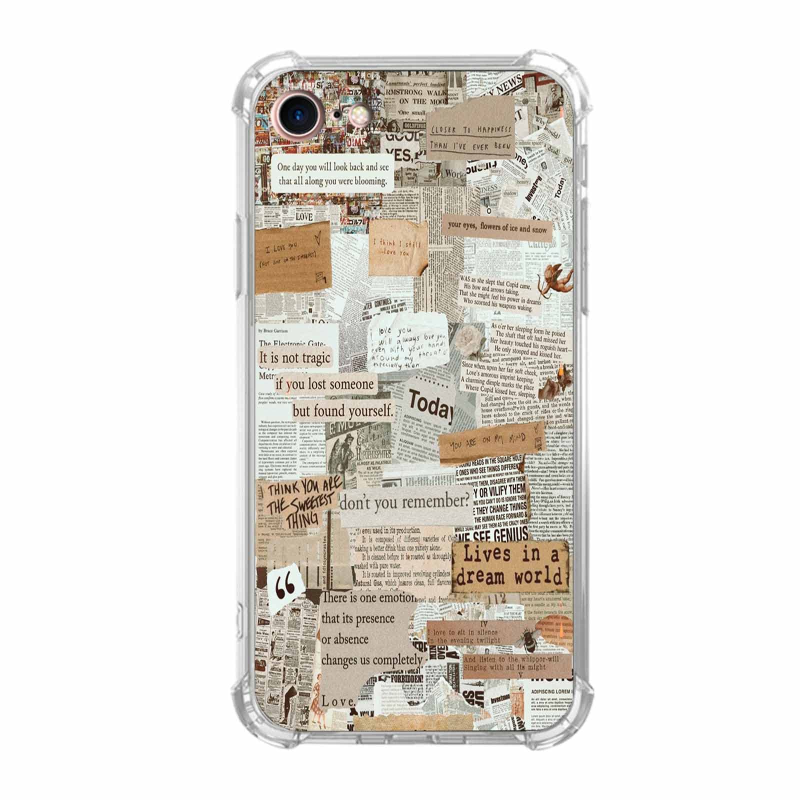 Nsyosio Retro Newspaper Collage Case for iPhone 7/8/SE2/SE3,Aesthetic Old Papers Pattern,Unique Trendy TPU Bumper Case Compatible with iPhone 7/8/SE2/
