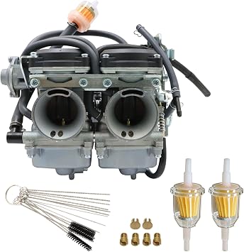 Priprilod Carburetor 15001-1433 15003-1602 15004-0020 15011-0120 15011-0121 Compatible with 2008-2012 1988-2007 Kawasaki Ninja 250R EX250J Replacement Kit with Fuel Lines, Tee Connector & Gaskets