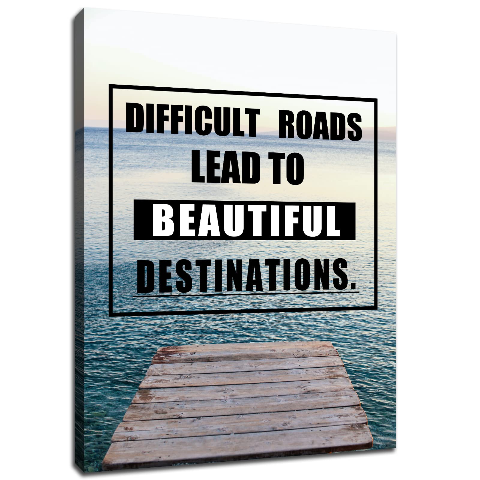 Motivational Quotes Canvas Print Wall Art Inspirational Office Wall Decor Encouragement Sayings Poster Artwork for Home Bedroom Study Room Workplace Office Decoration Stretched and Framed[18''Wx24''H]