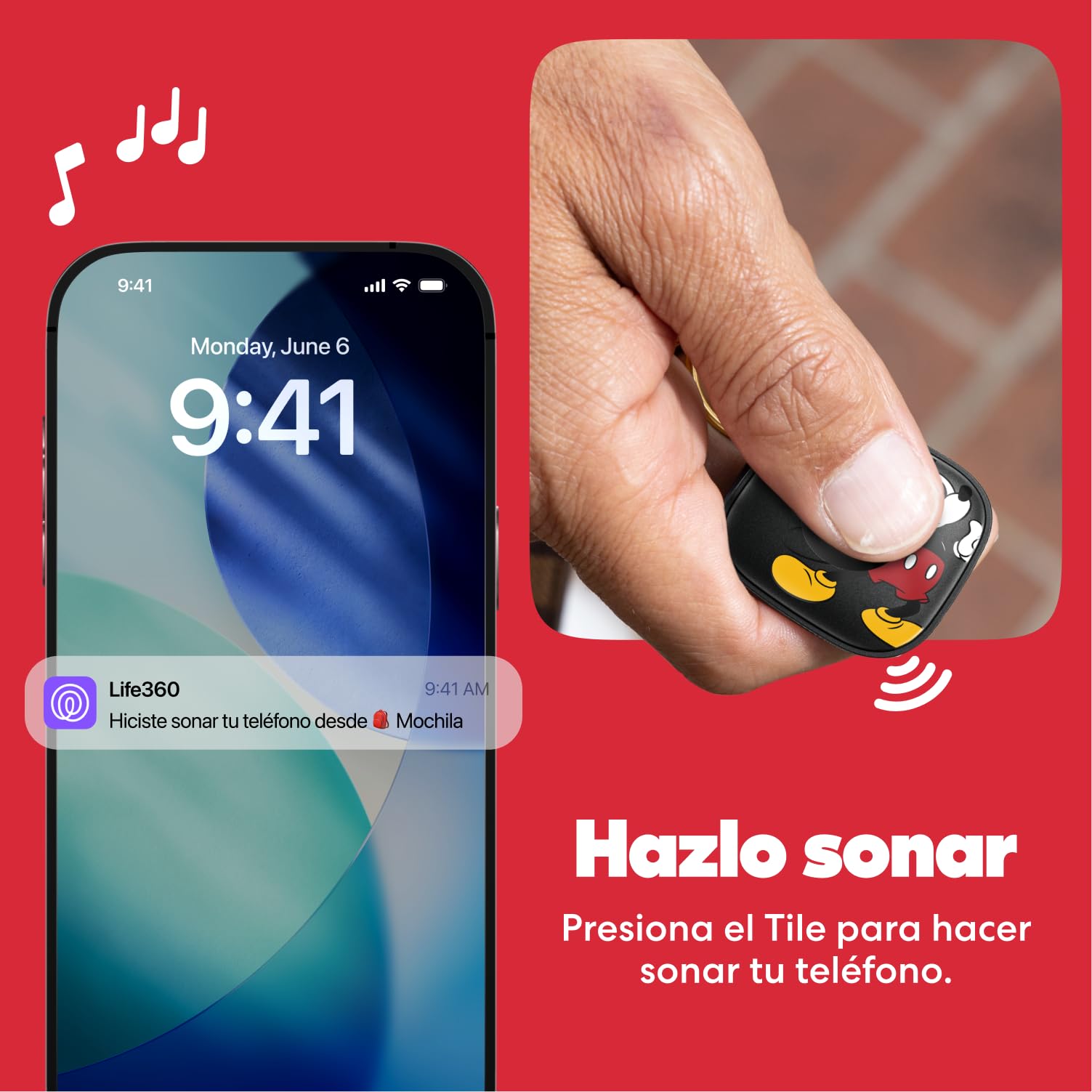 Life360 x Disney Tile - Starter Pack - Localizadores Bluetooth para Llaves, Carteras y Mucho más. Compatible con iOS y Android.Paquete de 2 (Tile Negro/Slim) - Mickey