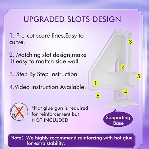 Vista 277 de Marco de números iluminados de 4 pies precortado, números de marquesina gigante, números 7, números de mosaico para globos, decoraciones de Número