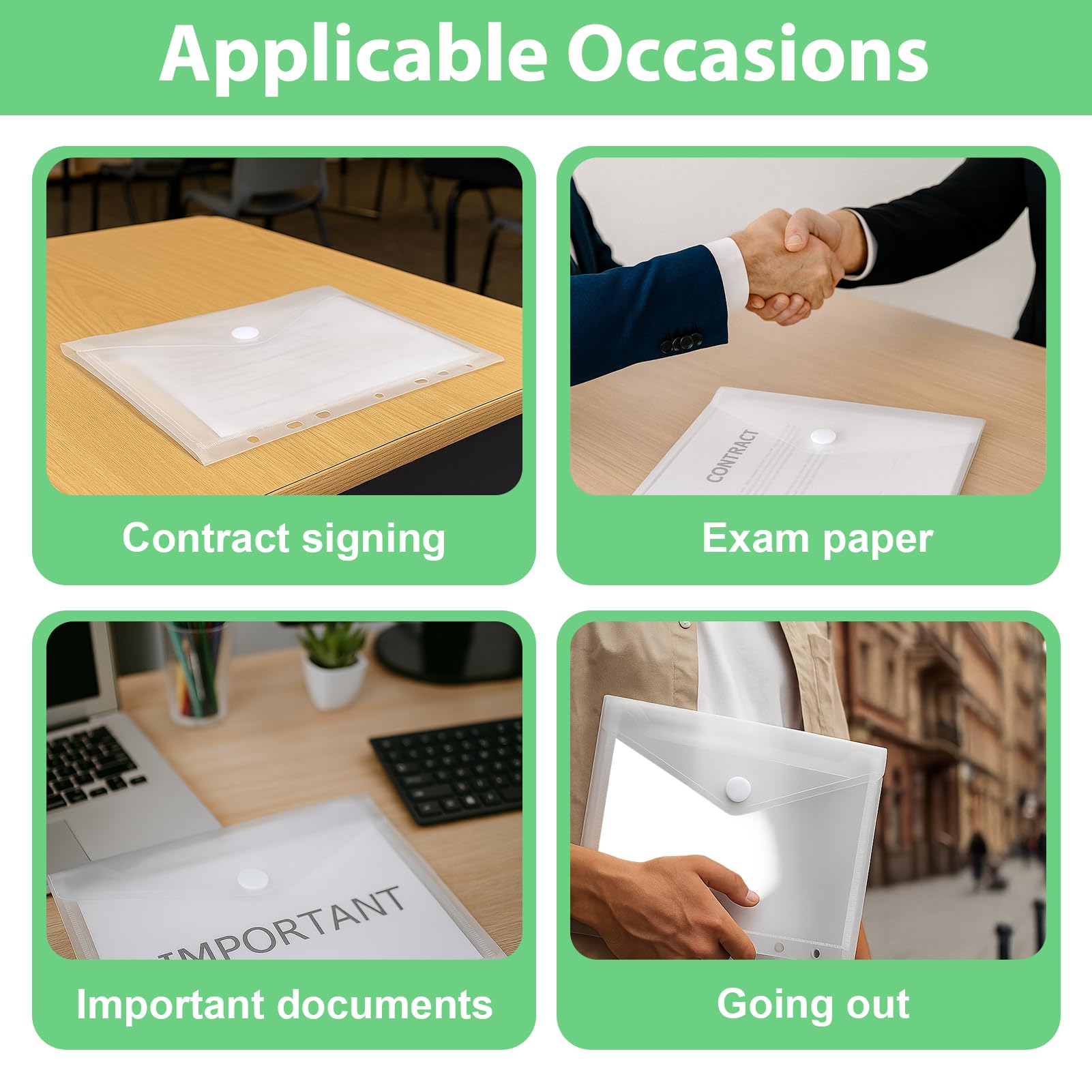 10PCS Sobres Archivador a5 con Botón, Fundas de Plástico A5 Perforadas 7 Agujeros, Funda Archivador A5 Impermeable para Documentos, Oficina Escuela Viaje 23x18cm