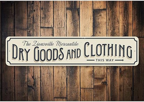 Vista 2 de Dry Goods & Clothing This Way Arrow Mercantile Company General Store City Location Aluminum Sign - 3 x 13