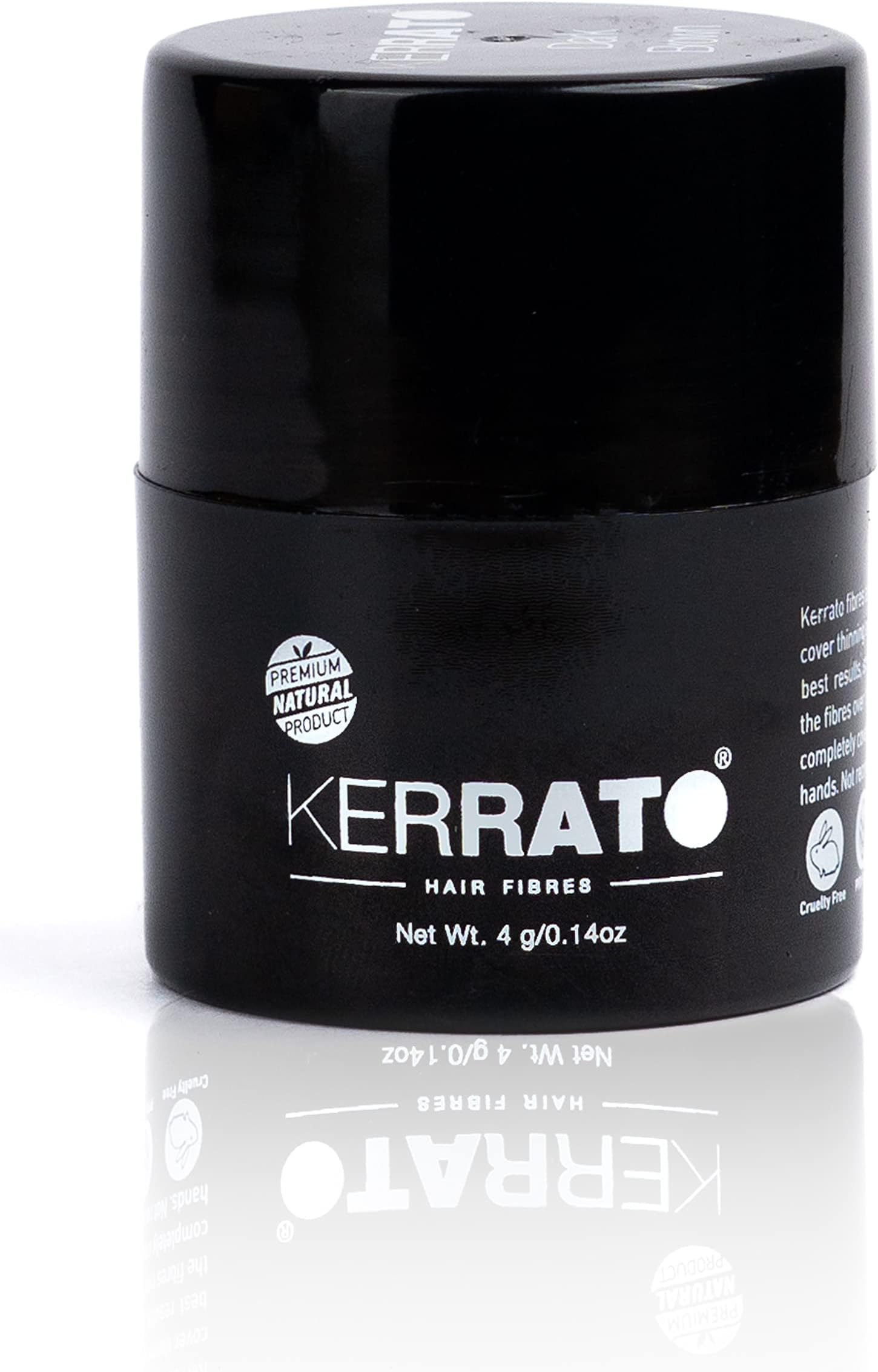 Kerrato Hair Fibres for Thinning Hair (NATURAL BLACK) Natural - 4g - Conceals Hair Loss in 10 seconds - Natural Hair Thickener & Fibers for Thin Hair for Men & Women