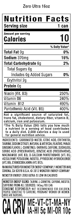Monster Energy Zero Ultra, Sugar Free Energy Drink, 16 Ounce | Pack of 24