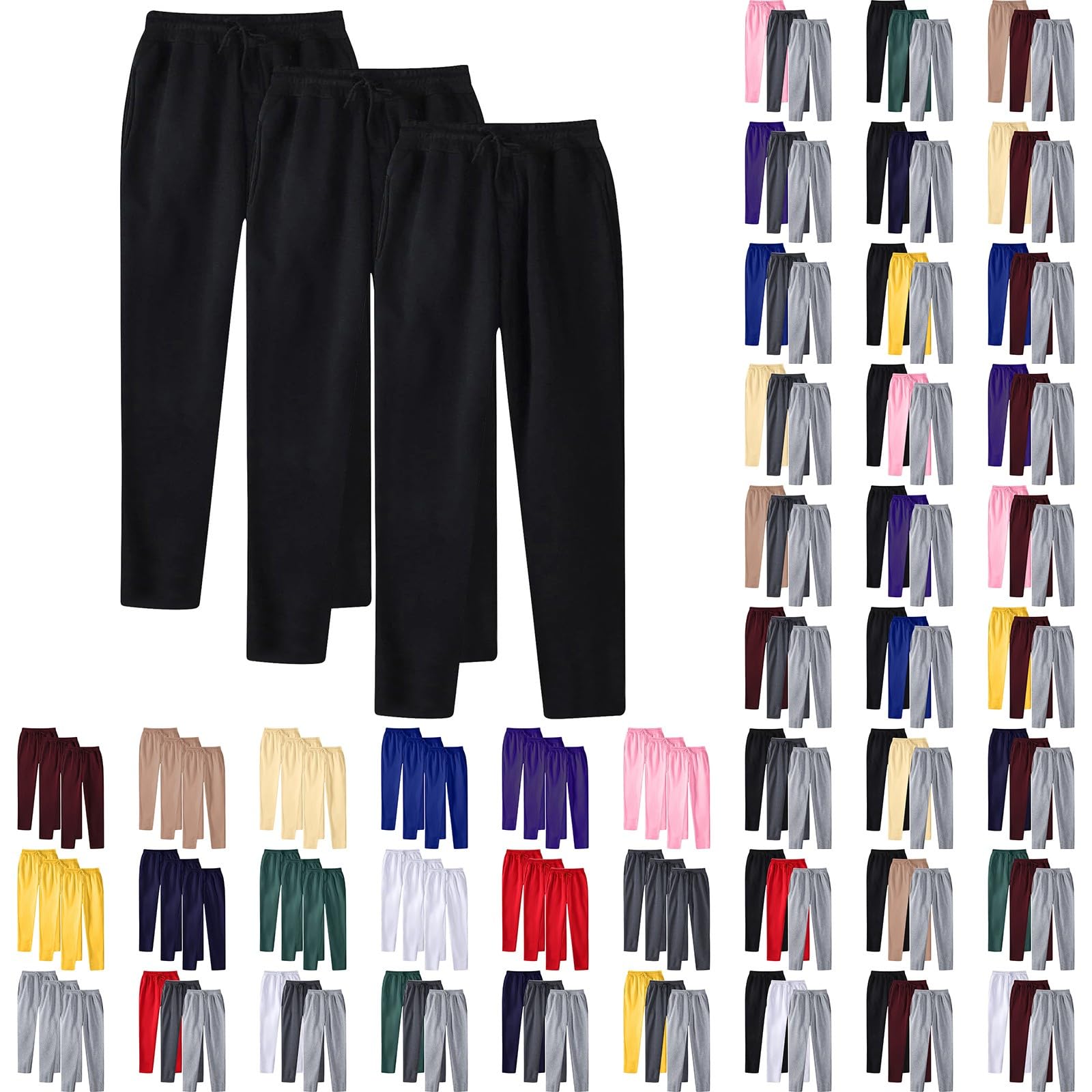 Pantaloni da corsa da uomo a gamba lunga da uomo pantaloni da jogging da uomo, confezione da 3 pantaloni sportivi a gamba affusolata, pantaloni sportivi con coulisse elastica in vita per camminare