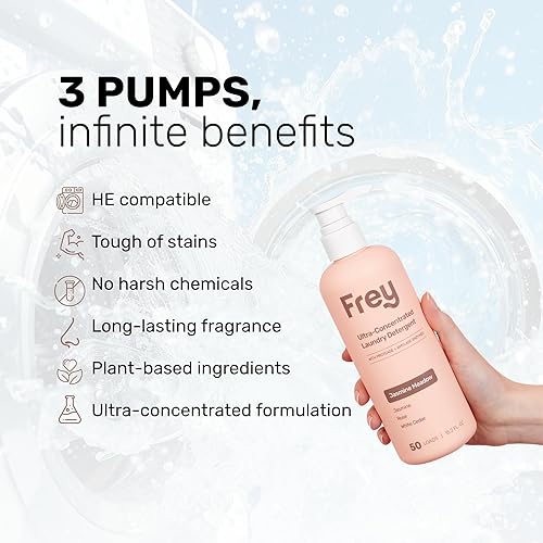 Miniatura 8 de FREY Detergente natural concentrado para ropa  50 cargas concentradas de detergente líquido de alta eficiencia de larga duración, mezcla ecológica
