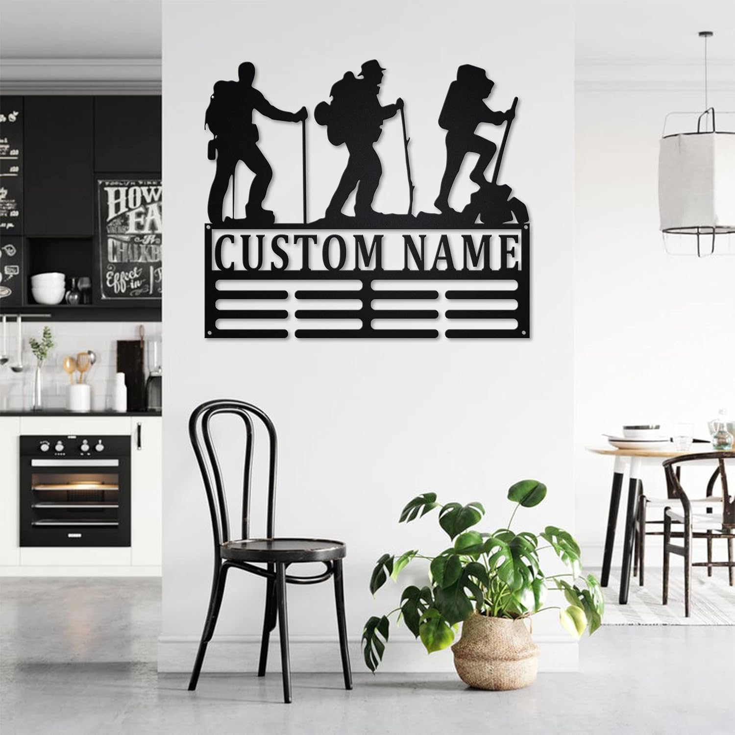 Custom Hiking Male Achievement Holder LED Light, Personalized Hiker Name Achievement Hanger, Hiking Achievement Display Awards Sign, Custom Hiking Metal Sign