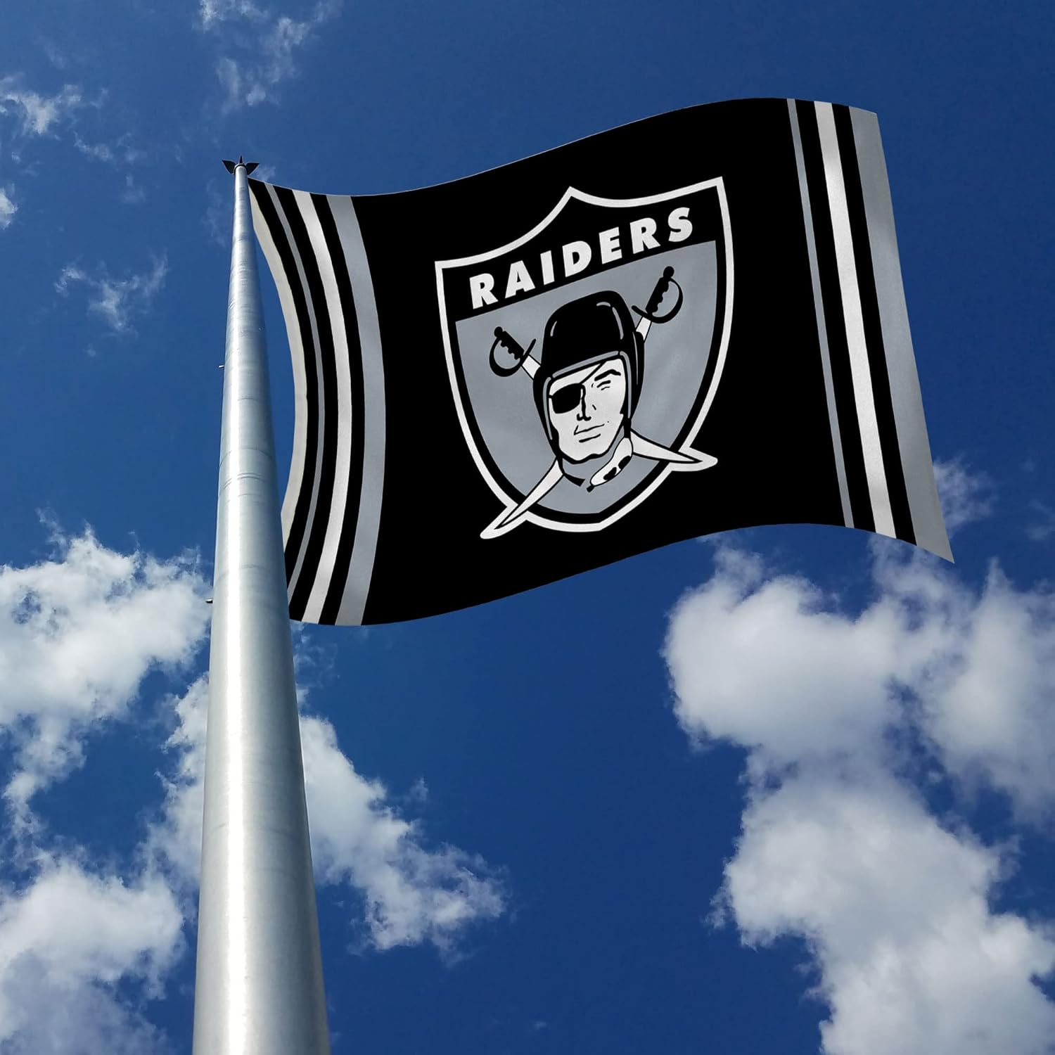 Rico Industries NFL Football Las Vegas Raiders Retro 3' x 5' Banner Flag Single Sided - Indoor or Outdoor - Home Décor