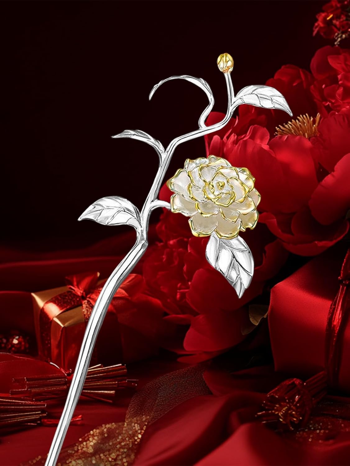 HangErFeng Women Silver Accessories Flower Shape Decorative Hairstick 913