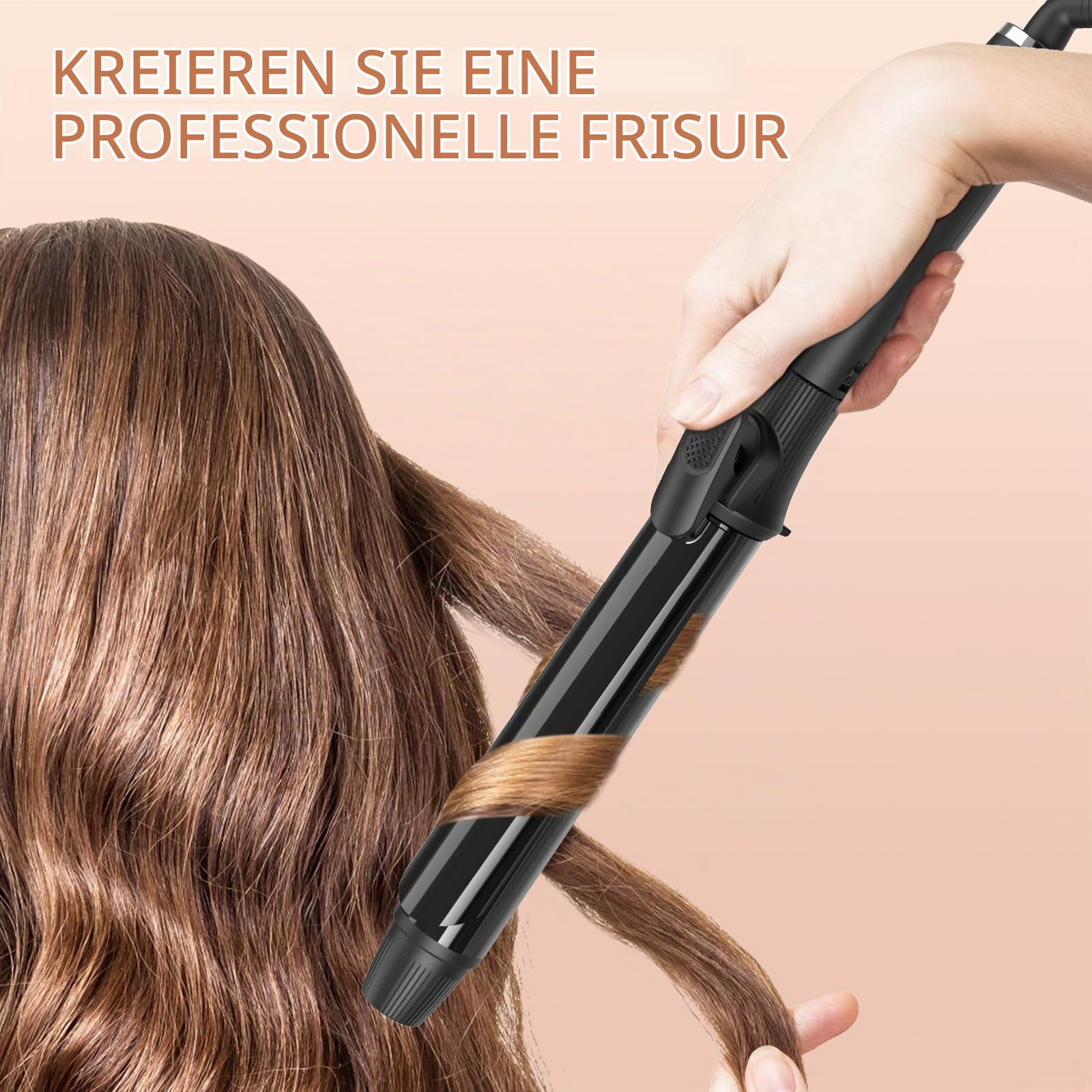 K&K Signature K&K 32mm Lockenstab mit Keramikbeschichtung Lockenzange Nano-Titan Haarlockenstab Eisen MCH-Heizung 60 Minuten automatische Abschaltung 50-230°C Digitale Anzeige 360° Drehkabel (32mm)