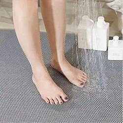 Tapete Vazado Antiderrapante Para Banheiro Box Idoso 100x60 Cinza