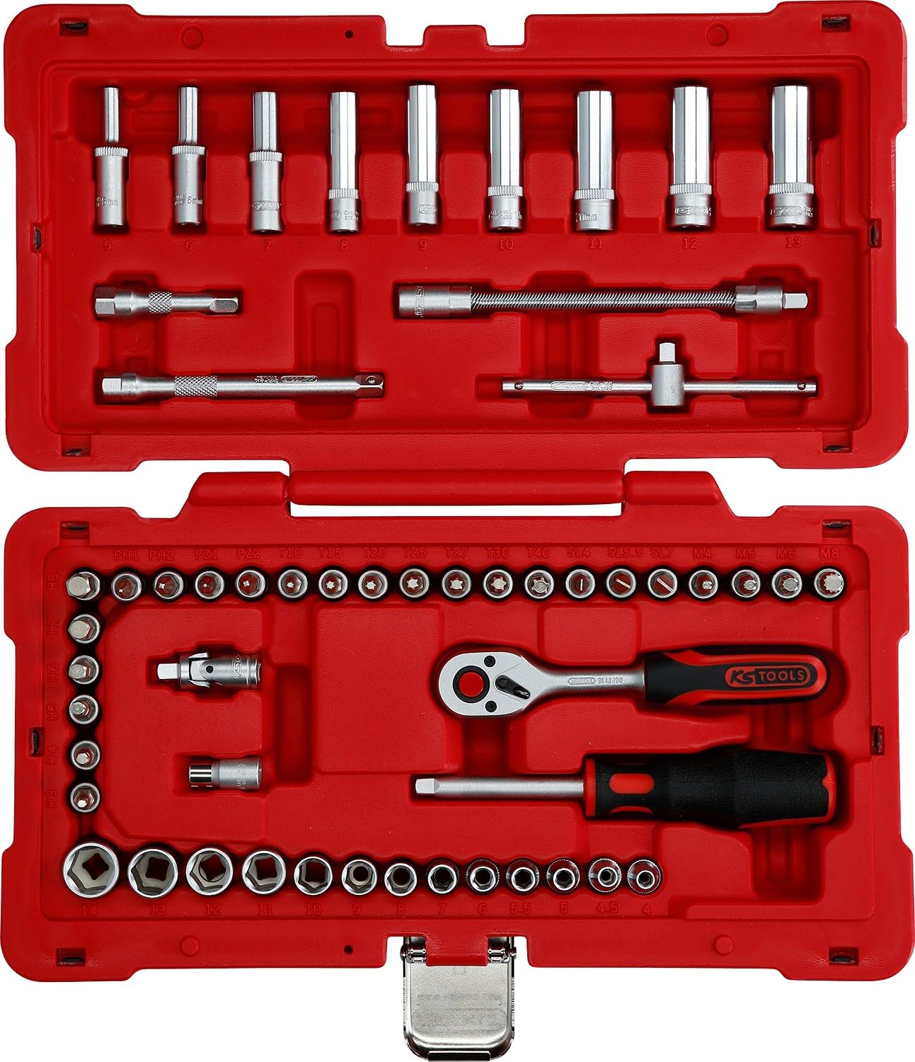 KS Tools 951.0654 Juego de llaves de vaso de 1/4", 54 pzs