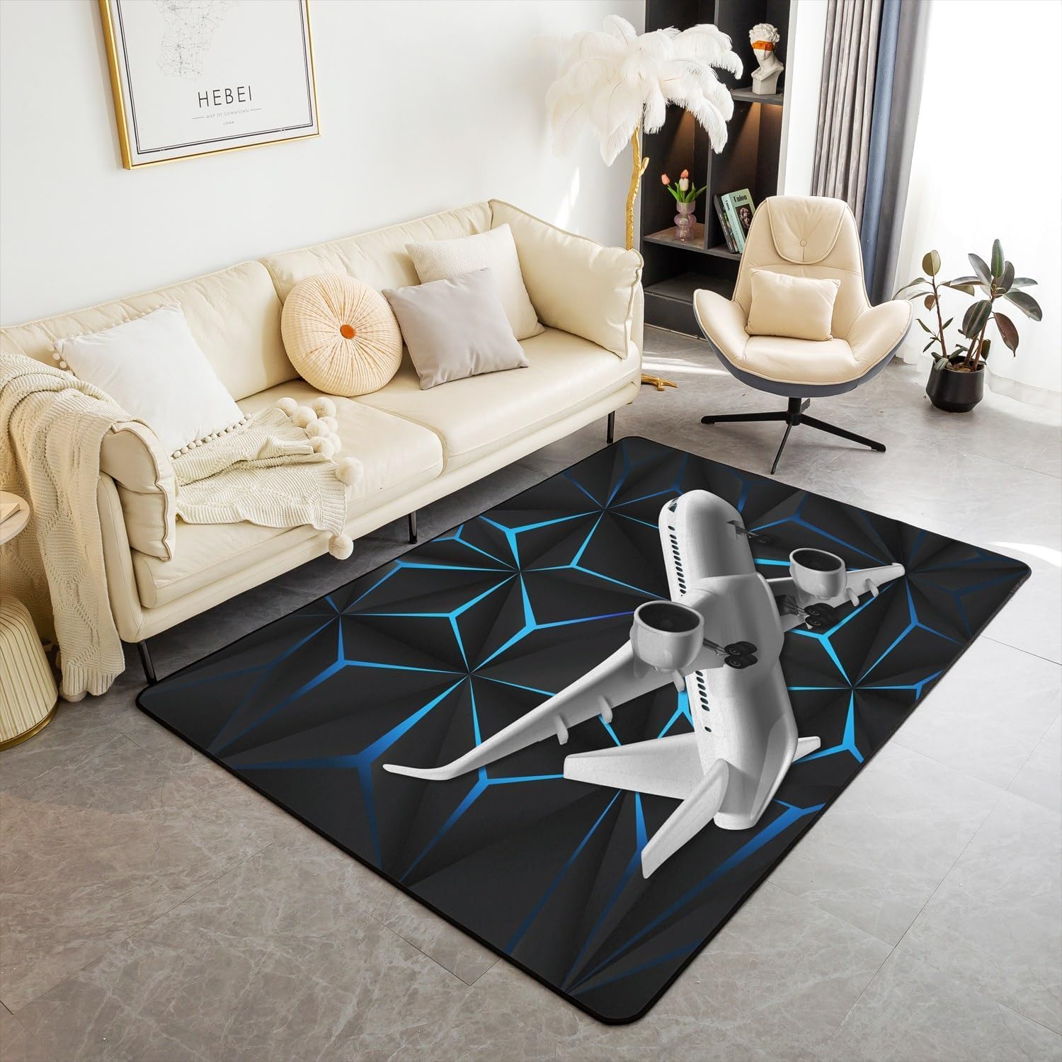Tapis de couloir grand moderne antidérapant et confortable pour chambre 3D