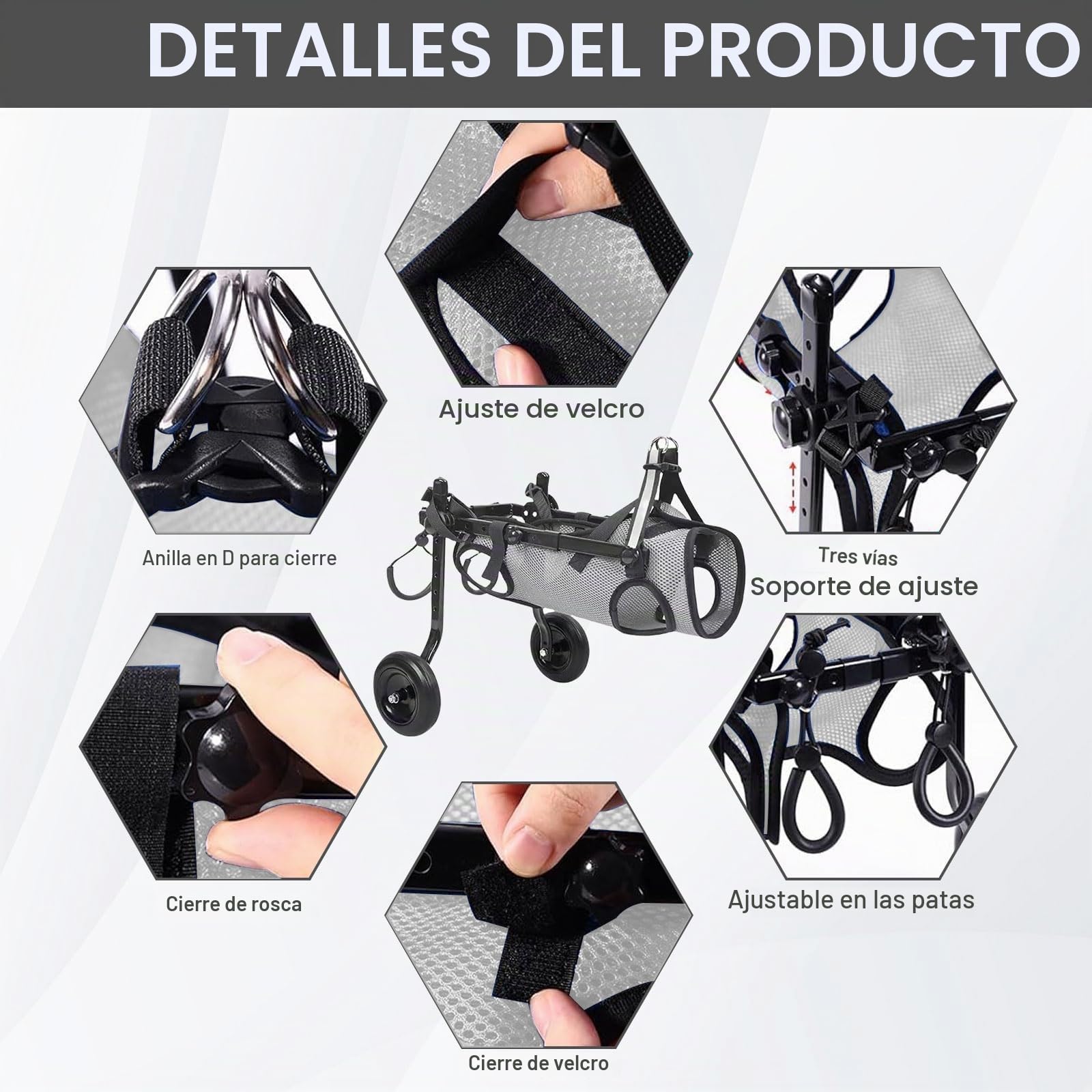Silla de ruedas para perros con patas traseras, sillas de ruedas plegables de dos ruedas para perros, carro de movilidad ajustable, para perros/gatos pequeños, ideal para parálisis y discapacidad (S(6