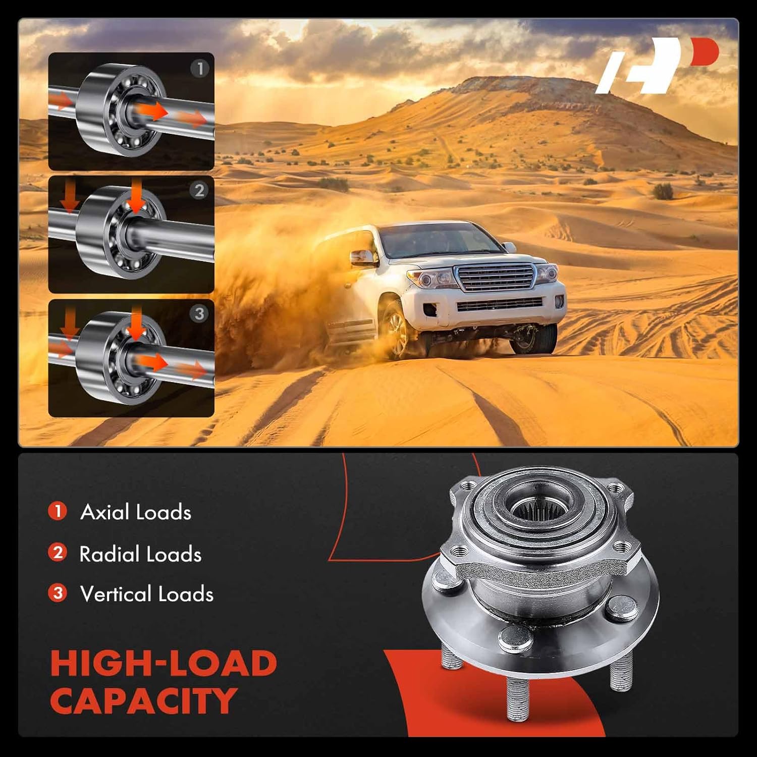 A-Premium Rear Wheel Bearing and Hub Assembly with 5-Lug Compatible with Chrysler 300 2005-2009, Dodge Charger 2006-2009, Magnum 2005-2008, with 27 Spline Shaft