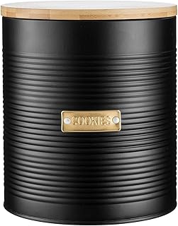 Typhoon Living - Contenitore ermetico per biscotti con coperchio in bambù, 2,6 l, colore: nero/oro opaco