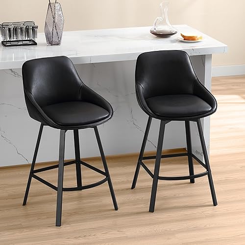 Miniatura 5 de Flouki Taburetes giratorios de 25 pulgadas para encimera de cocina, modernos taburetes giratorios para isla de cocina, sillas de altura de encimera,