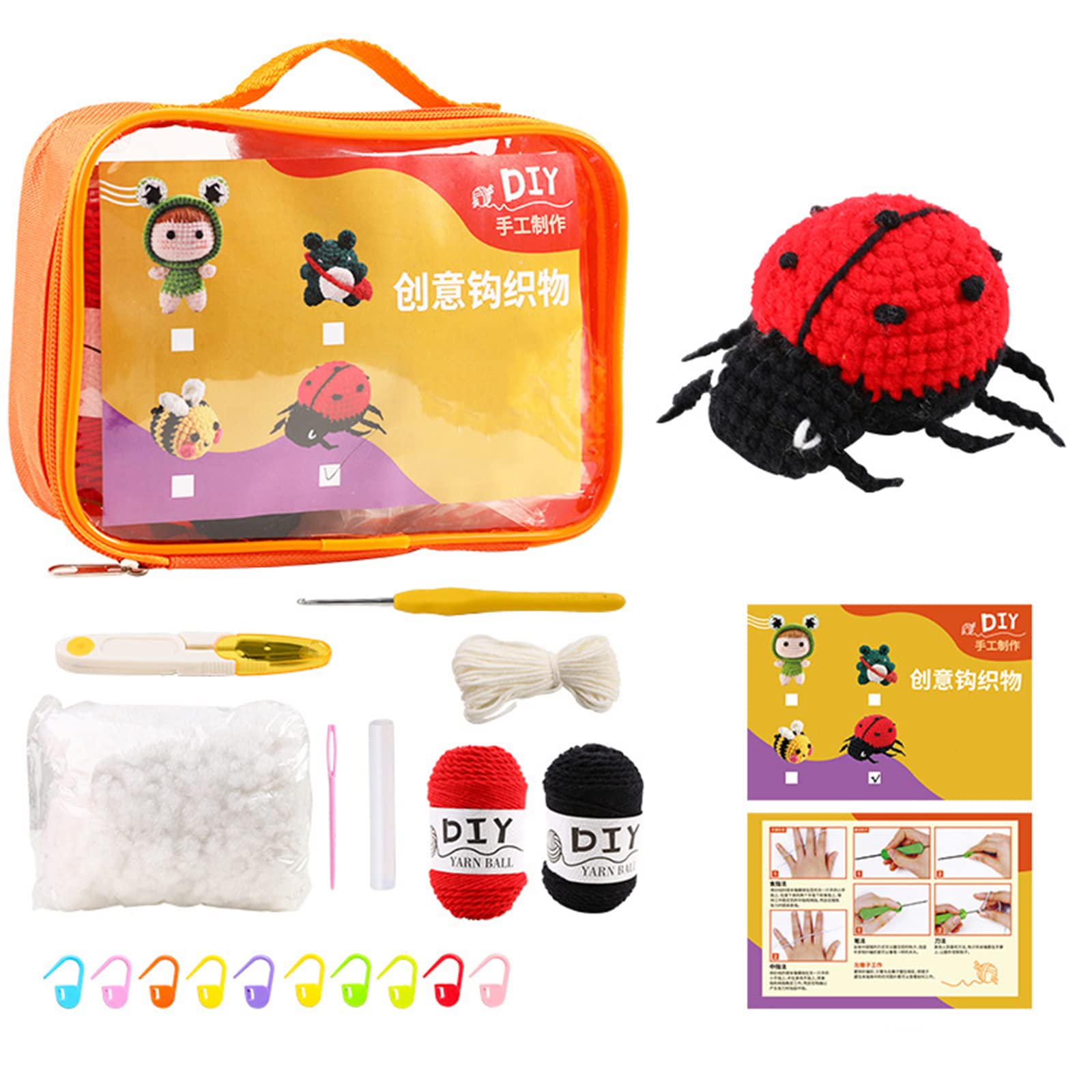 Tfaoys Girls D Wool Crochet Kit For Beginner Children Knitting Hooks Needle Han Knitting Tool Making Cute Woolen Pendant Olls Toy Kit Crochet Craft