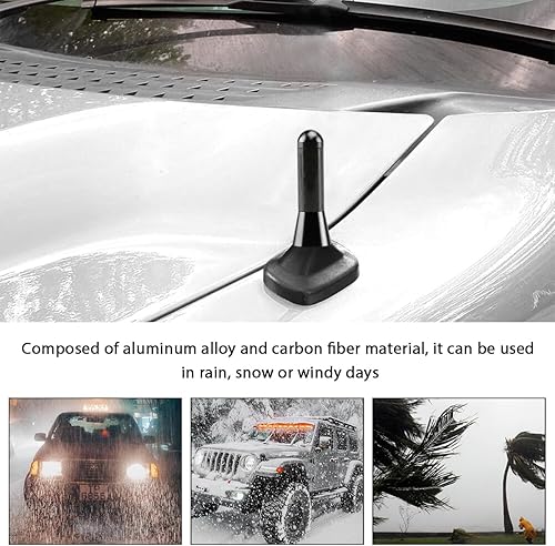 Miniatura 5 de Antena corta para automóvil, antena de radio de aleación de aluminio rechoncha de 1.37 pulgadas con tornillos y juntas de goma, mini antena aérea de