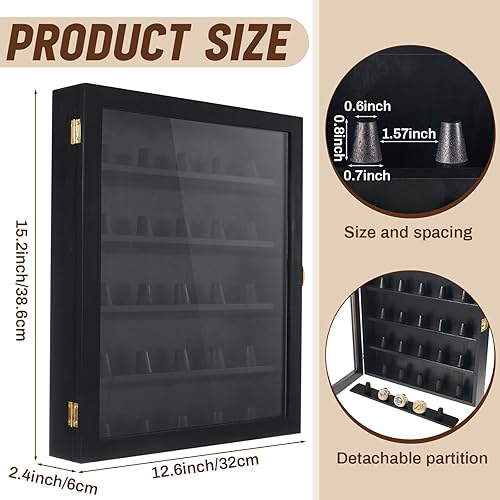 Miniatura 2 de Beeveer 25 postes de anillo de campeonato, soporte para anillo de béisbol, vitrina de exhibición de anillo de béisbol, soporte de pared, caja de