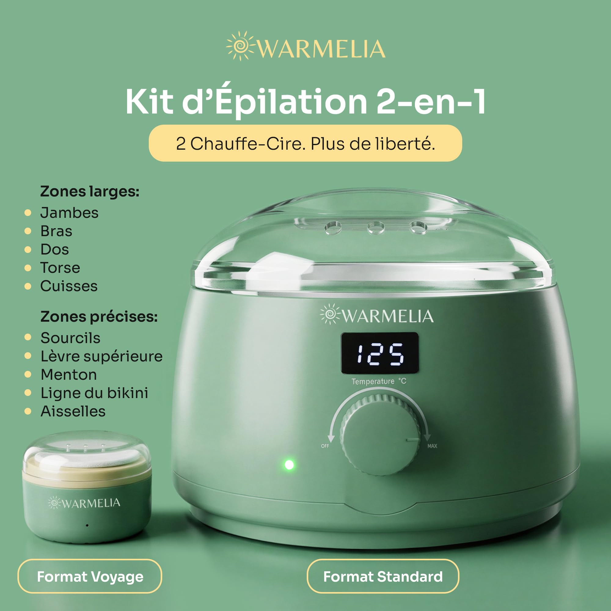 Kit Chauffe-Cire Épilation 2-en-1 avec Mini Chauffe-Cire Visage