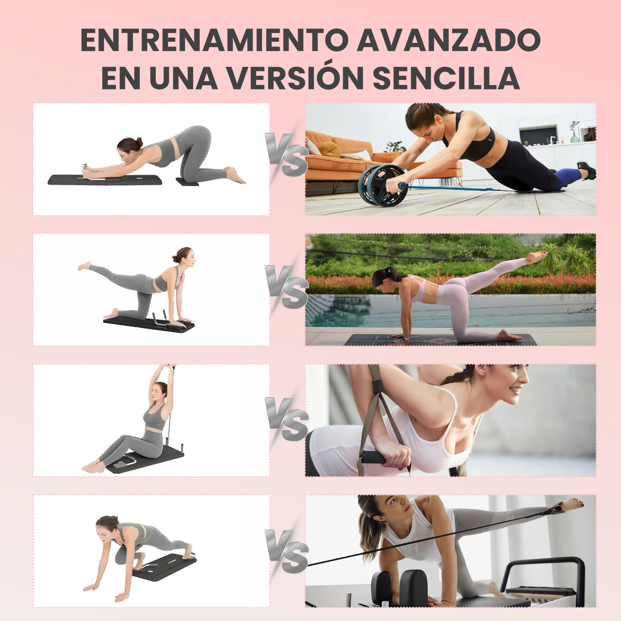 Extralink Pilates Board – Pilates Reformer Plegable para Casa, Multifuncional, Entrenador de Abdomen con Bandas de Resistencia, Rebote Automático, LCD, Soporte para Teléfono, Compacto & Estable