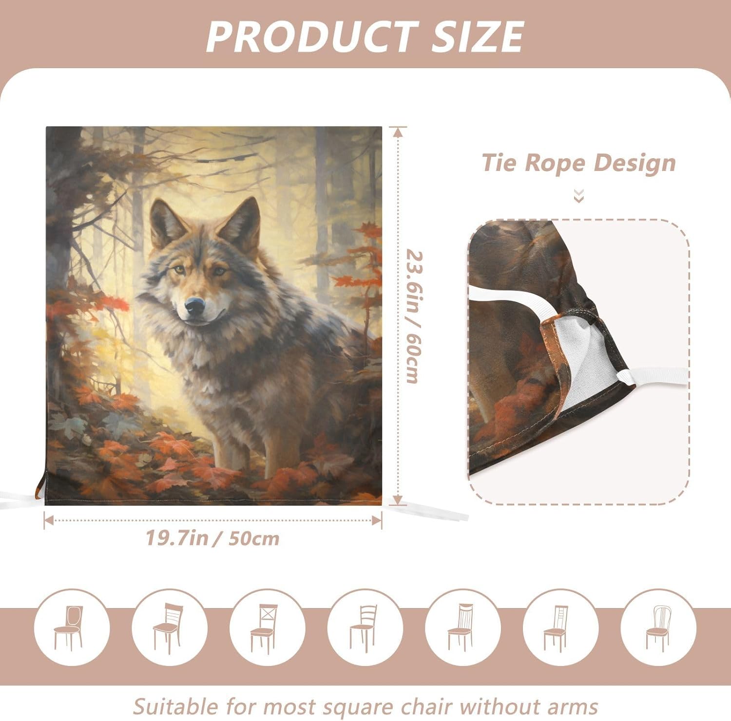 ALAZA Wolf Autumn Forest Chair Back Cover Set of 6, Washable Reusable Removable Chair Slipcovers Decorative Chair Cover for Home Kitchen Wedding Party
