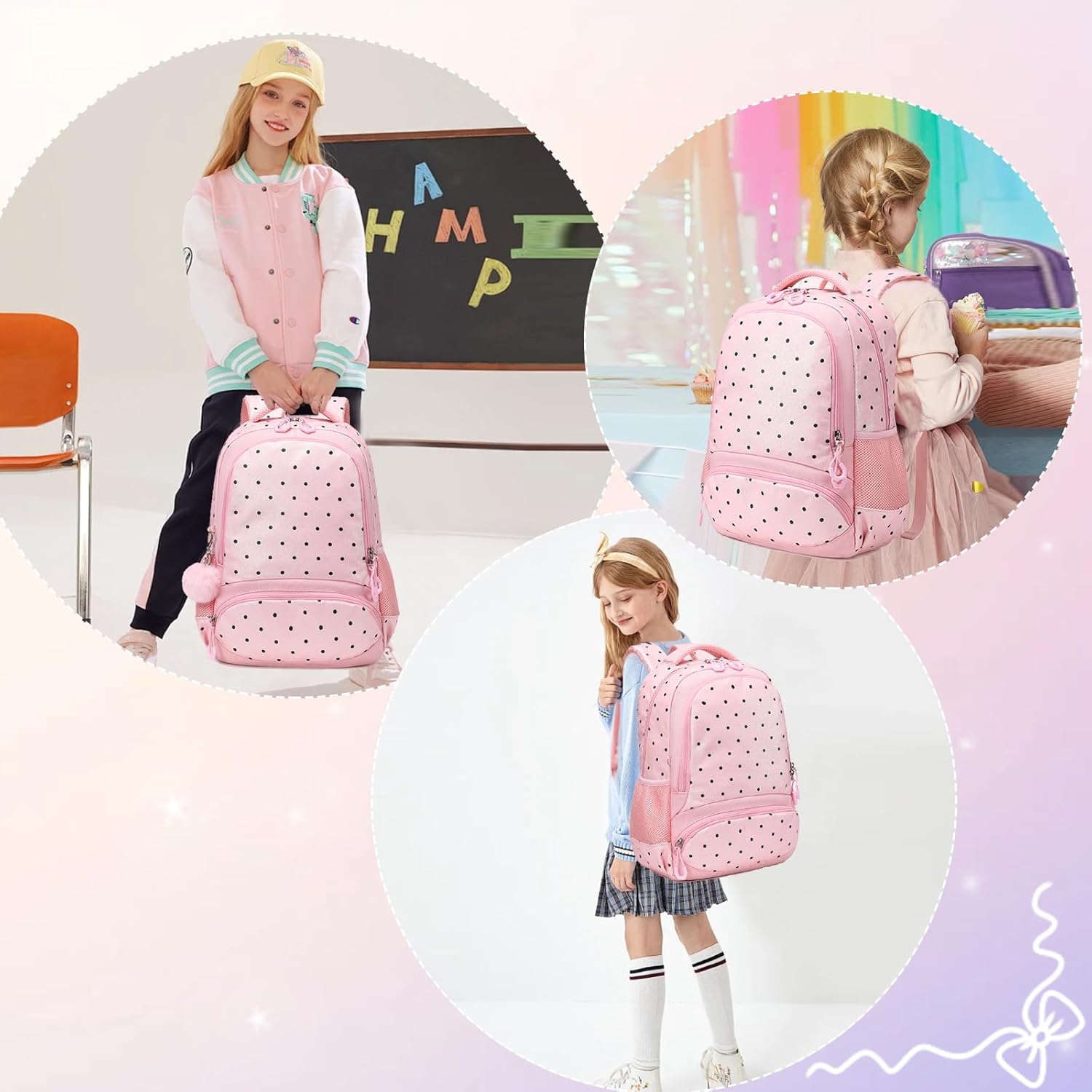 Girls Backpack for Elementary Unicorn Backpack Kids Backpack School Bookbag for Girls 3 in 1 Set Back to School