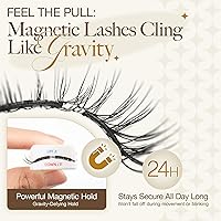 Vista 3 de LASHVIEW Pestañas magnéticas de aspecto natural, kit de pestañas magnéticas de manga reutilizable con aplicador, no necesita pegamento, kit
