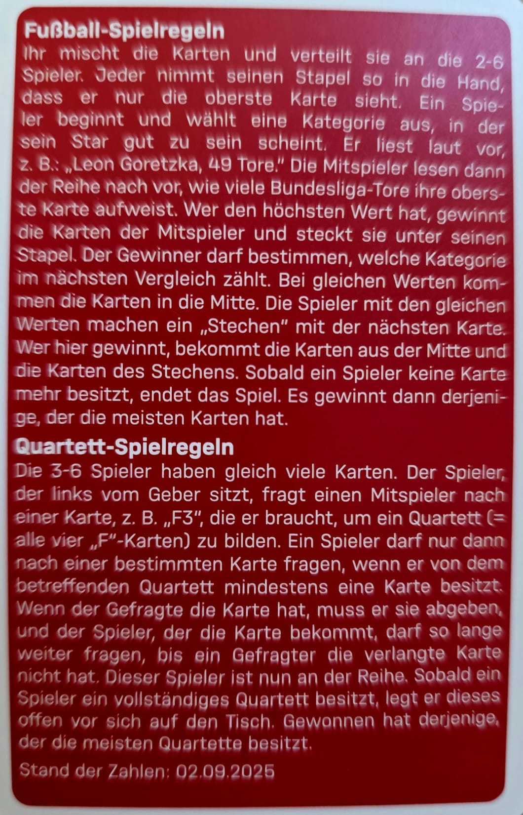 FC Bayern München Quartett 2025/26 Kartenspiel FCB
