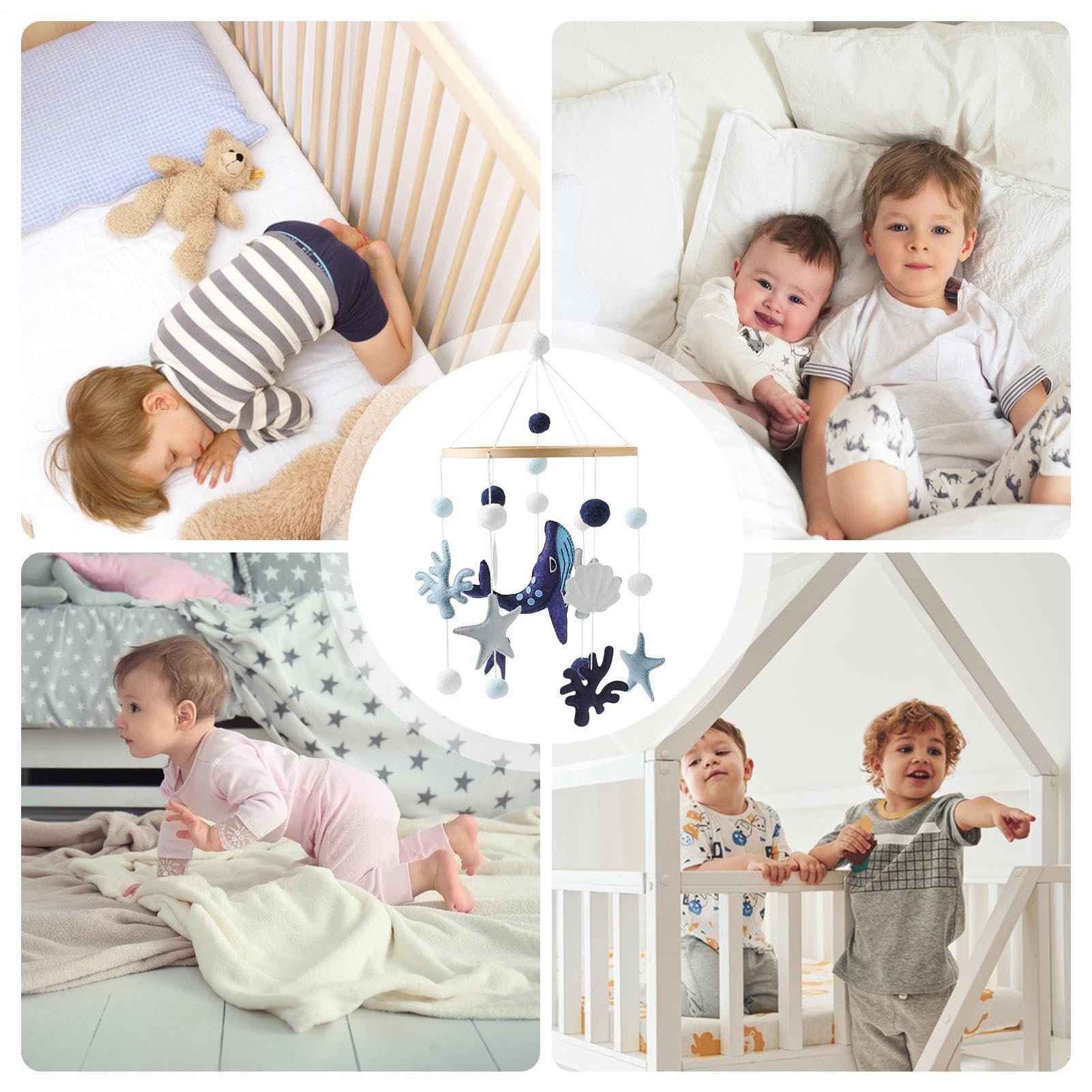 Mobile Marino per Culla - Mobili Unisex a Tema Sottomarino,Giochi da Viaggio per Bambini Asilo Strollino Casa Lettino Scuola Materna Area Giochi