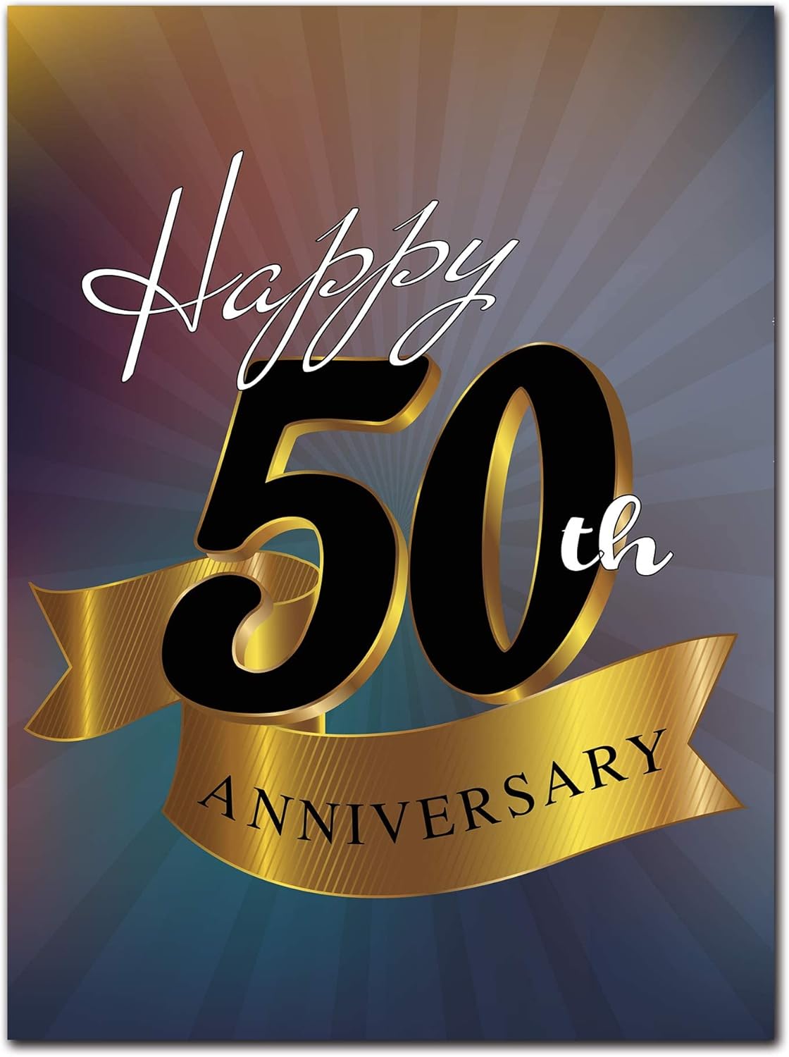 Large Happy 50th Anniversary Card from Group - Blank Inside With Envelope - 11.75 x 9 - Perfect for family, friends, colleagues, and more