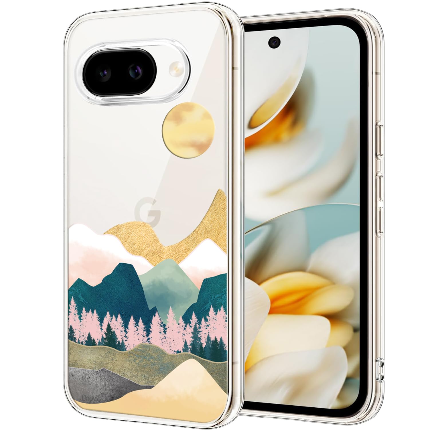 Unov Case for Pixel 9a Case Clear with Design Soft TPU Shock Absorption Slim Embossed Pattern Protective Back Cover (Sierra Mountains)