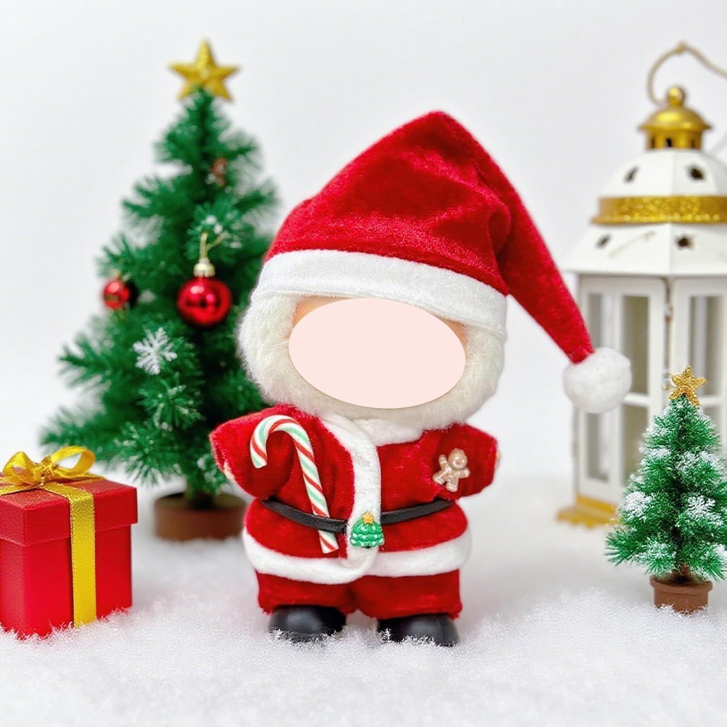 2 Sets Christmas Clothes for Labubu, 17cm Doll Clothes Set Includ Outfit & Shoes & Hat, Santa Claus Outfit for Christmas Themed Toy Display Collection image 5