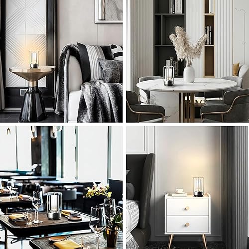 Miniatura 7 de Lumisom - Lámpara de mesa Lumisom, lámpara de mesa de farol de cristal Lumisom, luz Lumisom, 3 colores recargables e inalámbricas para luces de