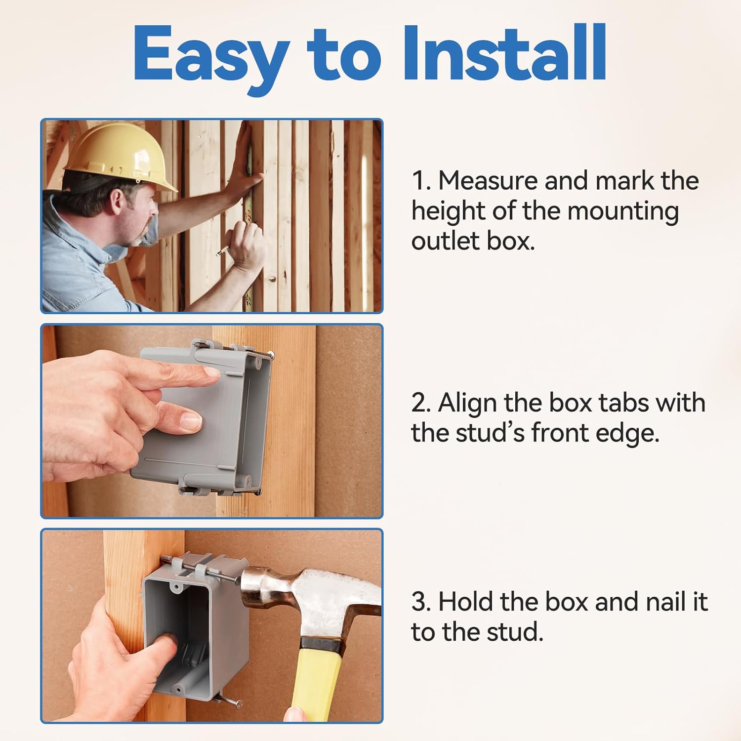CycevSun Single Gang Electrical Box New Work, 22 Cu.in, UL Listed, 6 Pack - Image 7