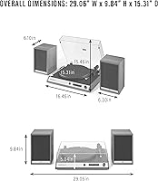 Vista 16 de Crosley C72 2-Speed Belt-Drive Bluetooth Turntable Record Player with 80W Speakers and Carbon Fiber Tonearm, Walnut