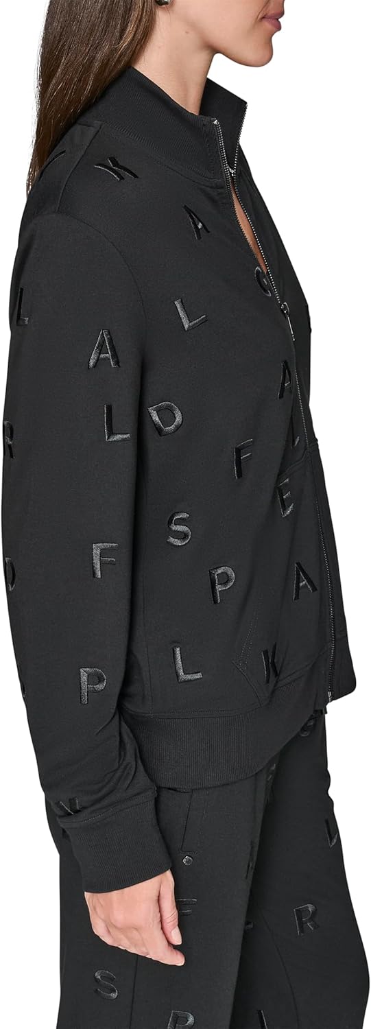 KARL LAGERFELD womens Long Sleeve Athleisure Printed Zip Up Jacket - Image 2